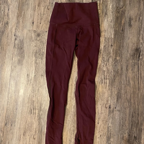 Lululemon burgundy leggings with mesh backs - Picture 1 of 5